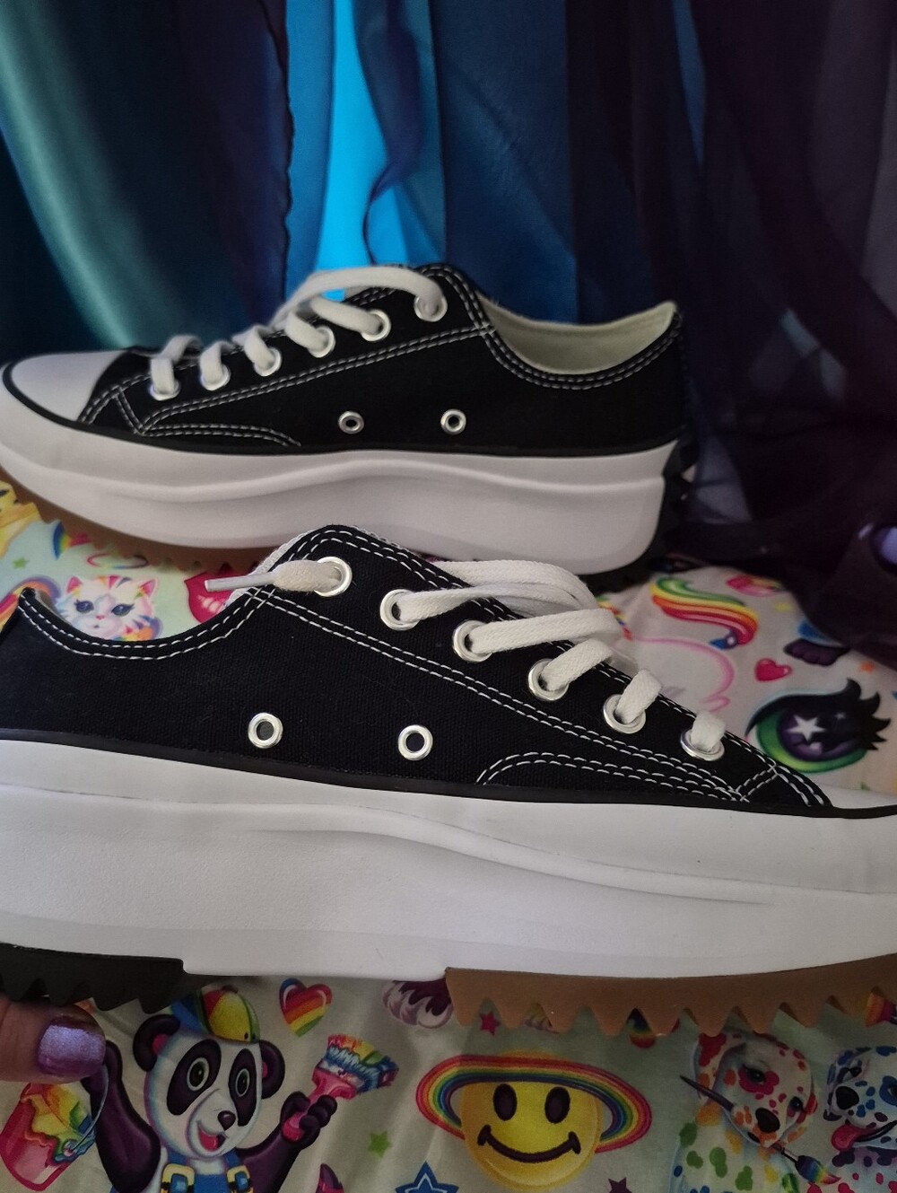 Converse Run Star Hike Black Platform Canvas Low Top Sneakers - Picture 5 of 10
